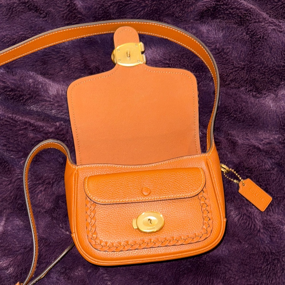 Coach Cognac Brown Braided Crossbody Bag - Picture 4 of 9